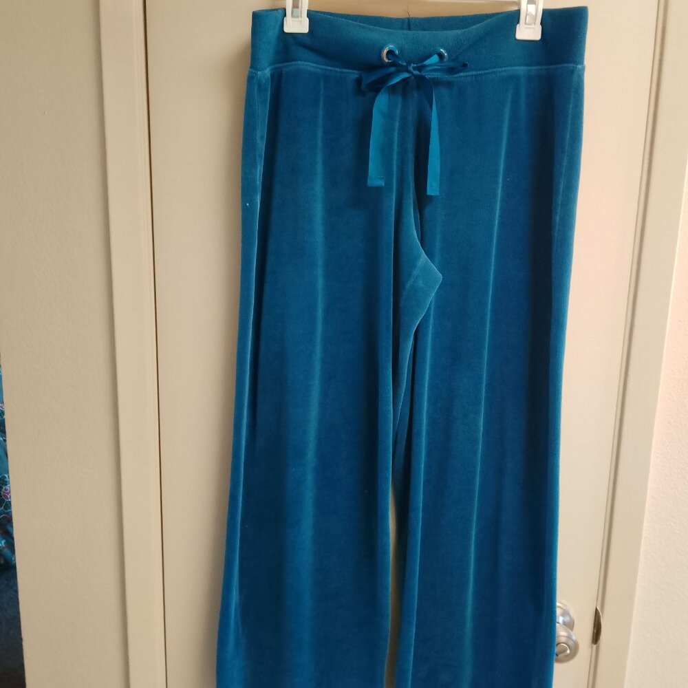 Women's Jrs Athletic Work's Blue Velour Athleisure Pants Large 12/14